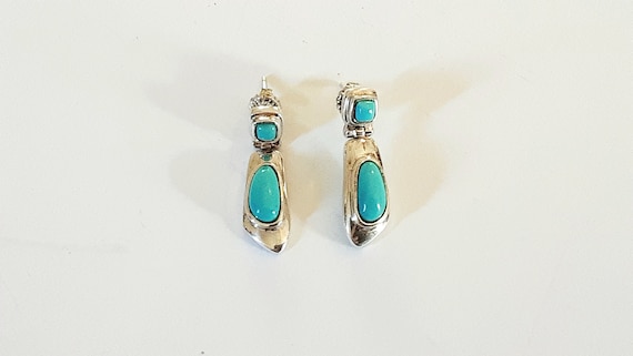Vintage Whitney Kelly Earrings Sterling and Turqu… - image 1