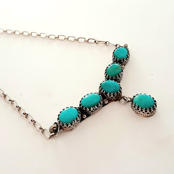Vintage H Spencer Navajo Necklace Native American Sterling and Turquoise Necklace