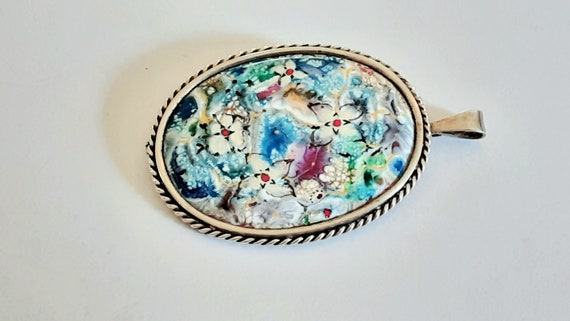 Vintage Issanchou Limoges Pendant Brooch Art Nouv… - image 3