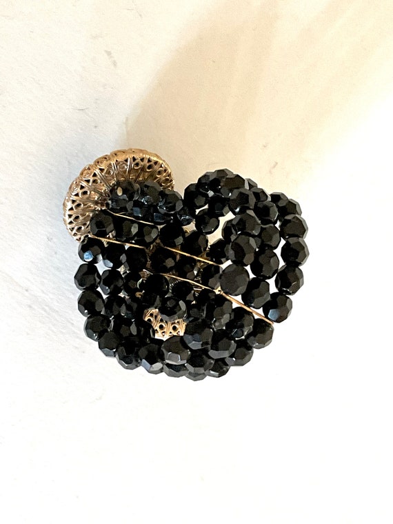 Vintage Black Jet Glass Bead Bracelet - image 3