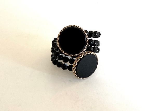 Vintage Black Jet Glass Bead Bracelet - image 1