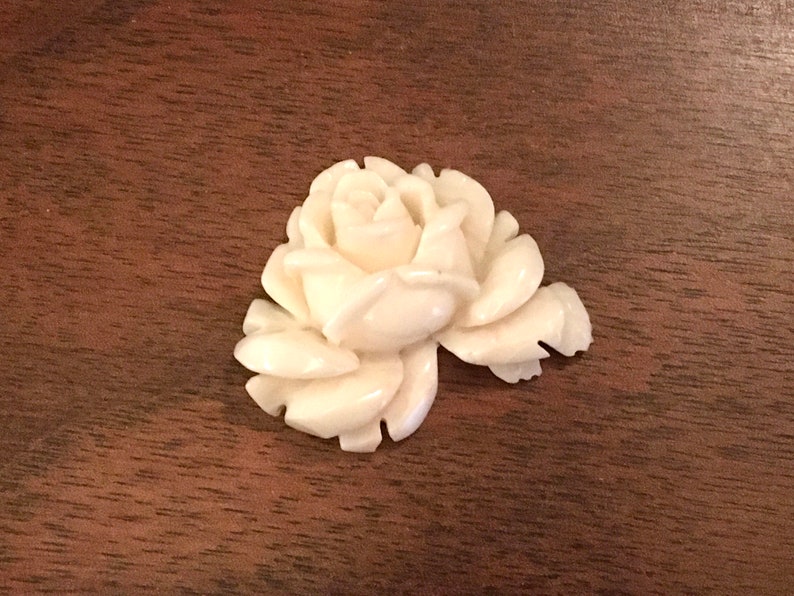 Vintage Carved Angel Skin Coral Rose Pendant