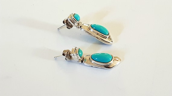 Vintage Whitney Kelly Earrings Sterling and Turqu… - image 2