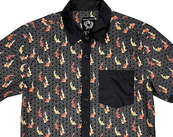 Koi Fish Fun Button Up Shirt, Hawaiian Shirt