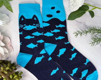 Black Cat Crew Socks | Novelty socks gift for cat lover