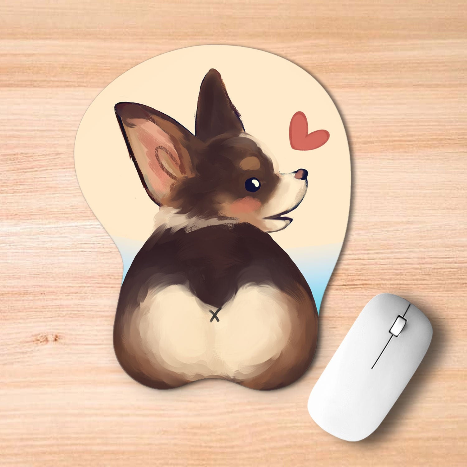 Ergonomic Mouse Pad with Gel Wrist Support 3D Funny Butt Anime Wrist Rest  for Home & Office - Cute Dog