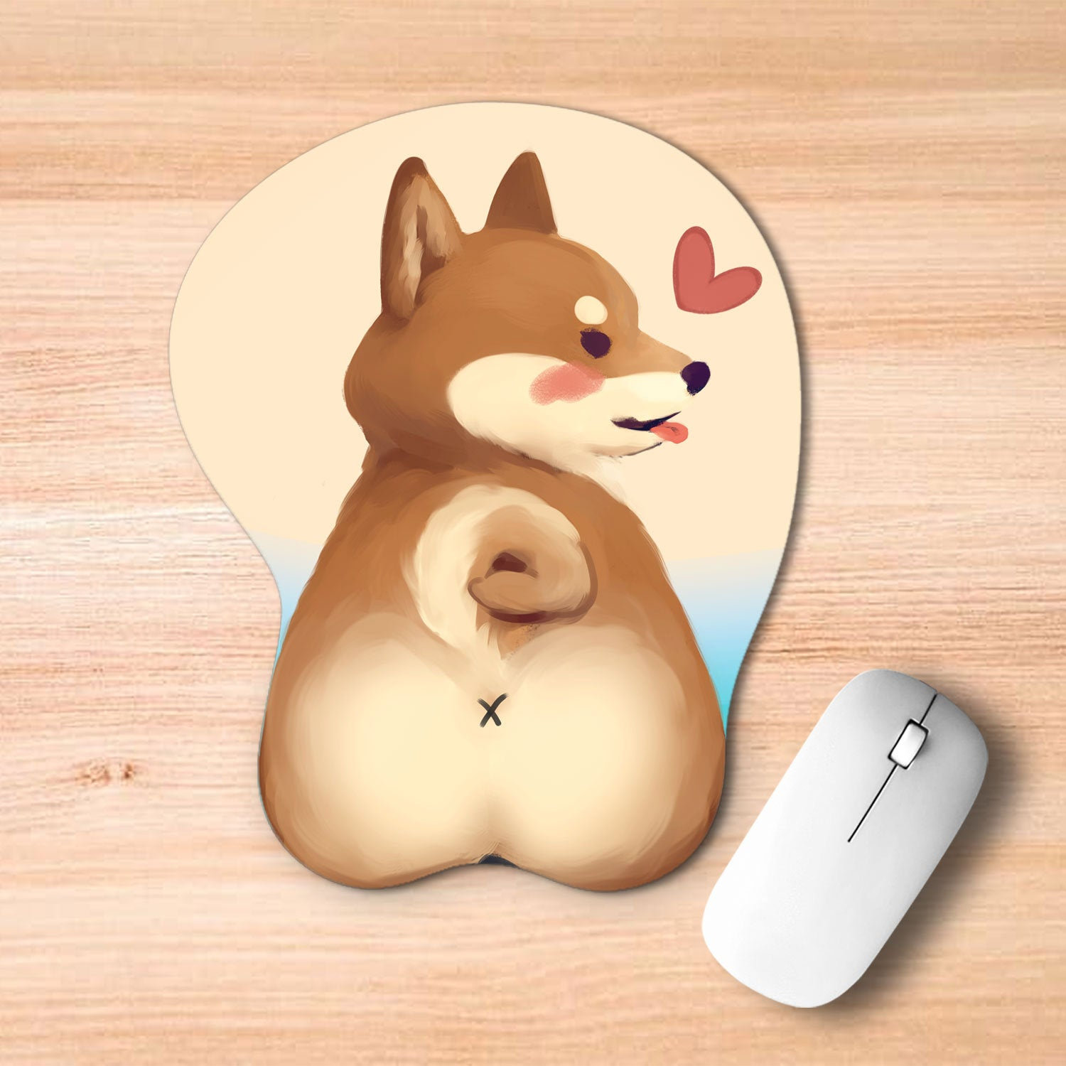 Tapis de souris 3D rembourré ergonomique Shiba Inu Butt -  France