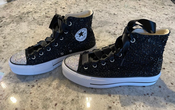 Black glitter toe converse discount
