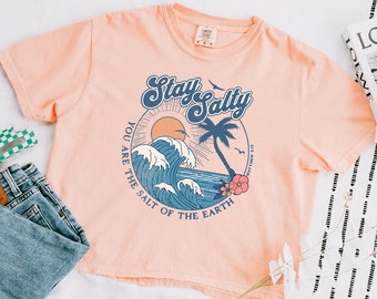 Stay Salty Bible Verse Shirt Christian Shirt Beach TShirt Faith Based Boxy Tee Christian T Shirts Modest Christian Shirts Jesus Shirt Trendy