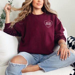 Embroidered Diet Dr Pepper Heart Sweatshirt, Cozy Crewneck, Vintage Soda, Gift for Dr Pepper Lovers, Trendy Sweatshirt, Valentines Day
