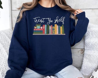 Treat Yo plank sweater, boekenwurm cadeau, shirt bibliothecaris, shirt boekenliefhebber, shirt lezing leraar, shirt lezing, leesshirt, leesgrage sweater