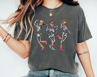 Dansende skeletten Shirt westernskeletten Comfort kleuren Disco Cowgirl Cowboyskelet Space Cowgirl Western Halloween Y2K