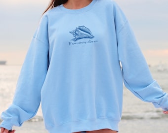 Coconut Girl Seashell Sweatshirt Beachy Sweater Surfer Girl Sweater Beach Ocean Inspired Sweater Seashell Mermaid Sweatshirt Preppy Coastal
