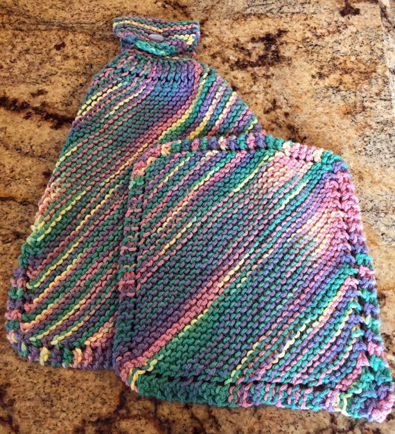 Knit Dishcloth & Towel Set Knit Dishcloths Handknit Towel Etsy