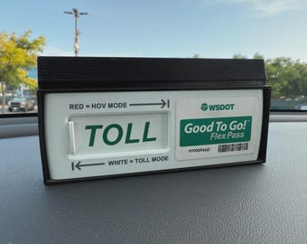 Good To Go! Flex Pass Holder - 3D Printed - Polycarbonate (High Heat Resist) - No Suction Cup, Glue - Please read description