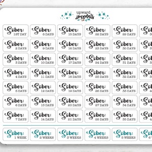 Sobriety Tracker Stickers: Whimsical Planner Calendar, Recovery