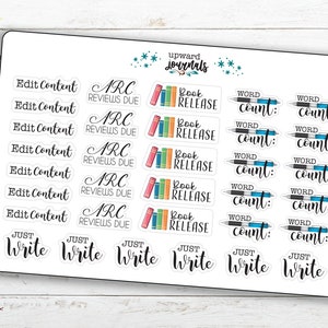 Writer Planner Stickers: Book Release, Word Count, Editing