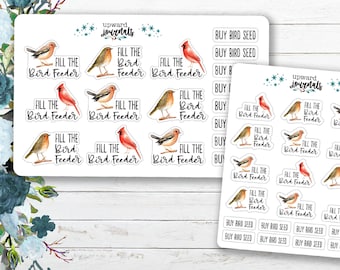 Bird Feeder Planner Stickers: Nature Garden Reminders