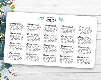 Stress Level Planner Stickers: Wellness Tracker, Self Care