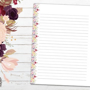 Pagine di appunti a righe floreali ~ per HP Classic Planner / PDF digitale / 7"x9,25" / Carta a righe / Carta per quaderni / Pagine di ricambio / Carta per diario