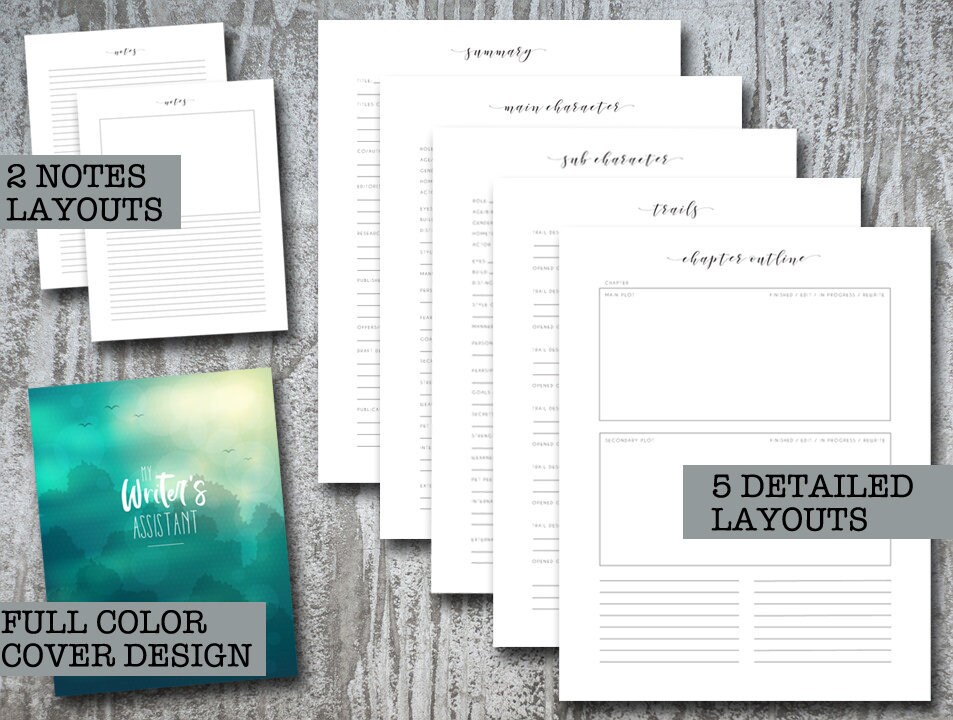 8.5x11 Fiction Novel Planner Writing Outline Template | Etsy