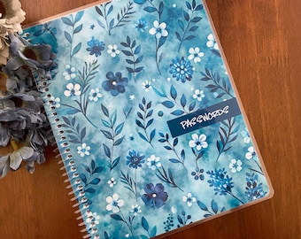 Internet Passwords Keeper 7x9 Notebook ~ Logins Journal for Organization of Records - Home and Office Gifts, Blue Floral Customizable Cover