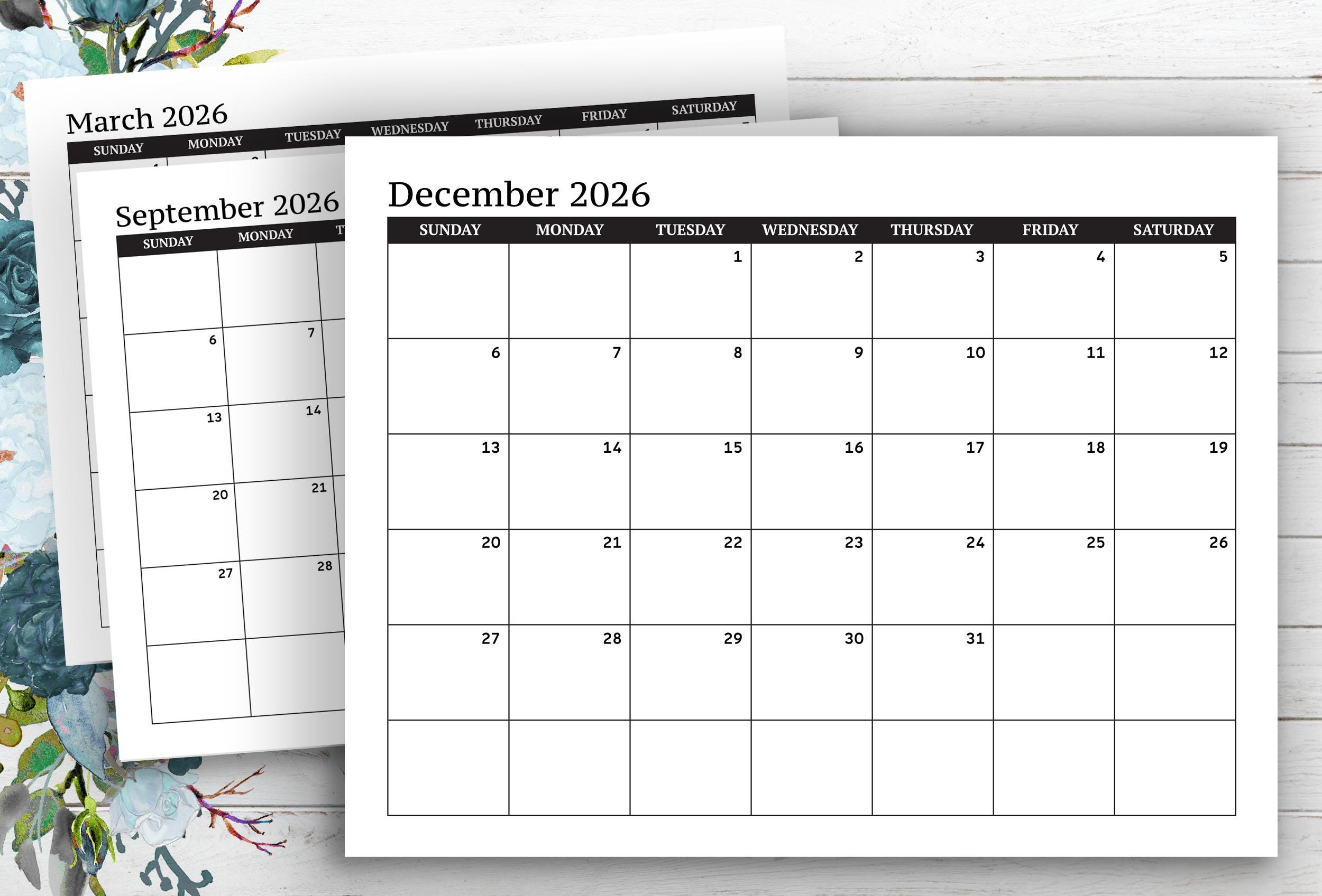 Calendario de cuadrícula simple - Etsy México, image size:2500x1696