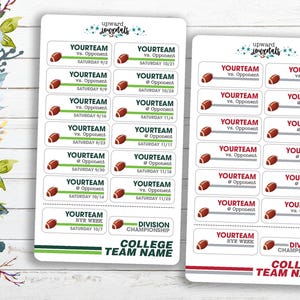 2025 College Football Schedule (Choose Team) ~ Planner/Calendar Stickers ~ Dated or unDated ~ Fall Sports, College Games, High School Games
