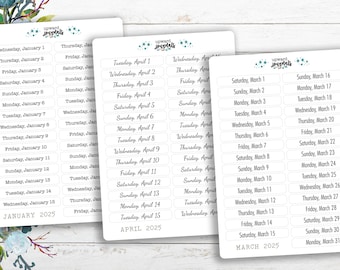 Dated Planner Stickers: Sans Serif, Script, Type (Removable) ~ Date Covers, Daily Page Headers