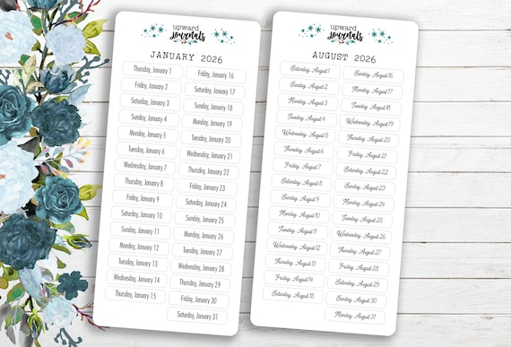 Mini Date Covers on Clear Sticker Paper: Daily Dated Page Headers 2025-2028 for Planner or Journal
