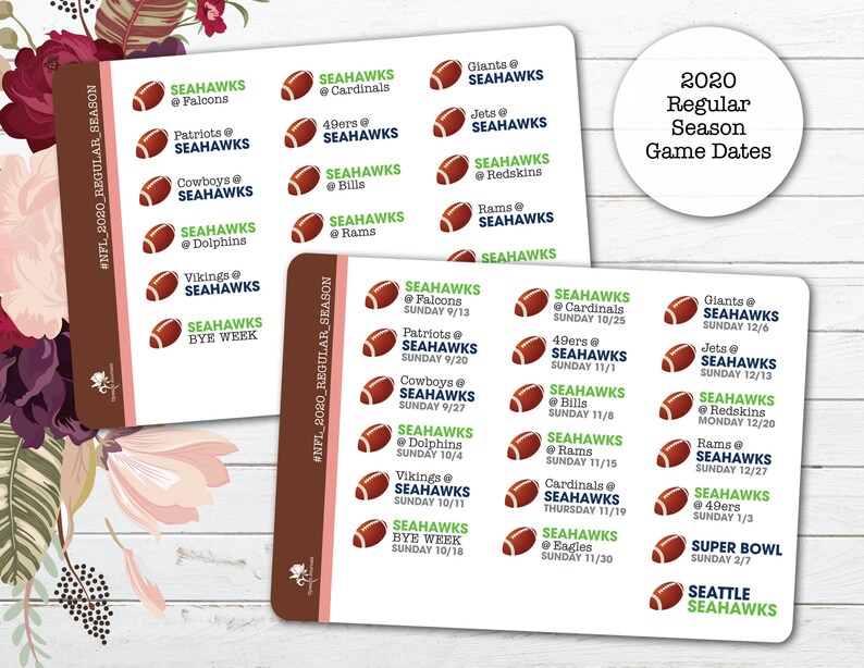 2020 Seahawks NFL Football Schedule Seattle Seahawks Regular | Etsy