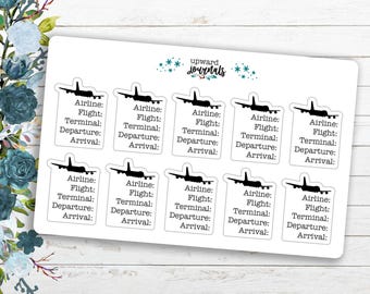 Flight Info Planner Stickers: Airplane Travel Planning