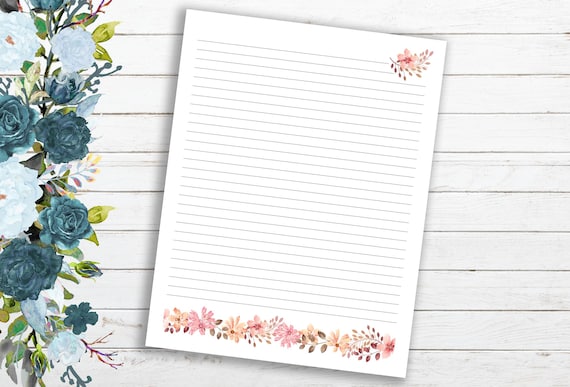 Pink Floral Lined ~ Tear-Off Letter Sized Paper Pad (8.5" x 11")