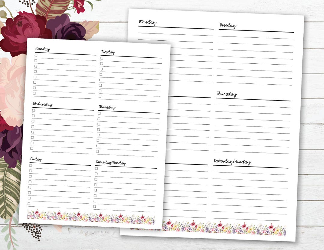 Floral Weekly Planner Pad: Undated 8.5x11 To-do List - Etsy