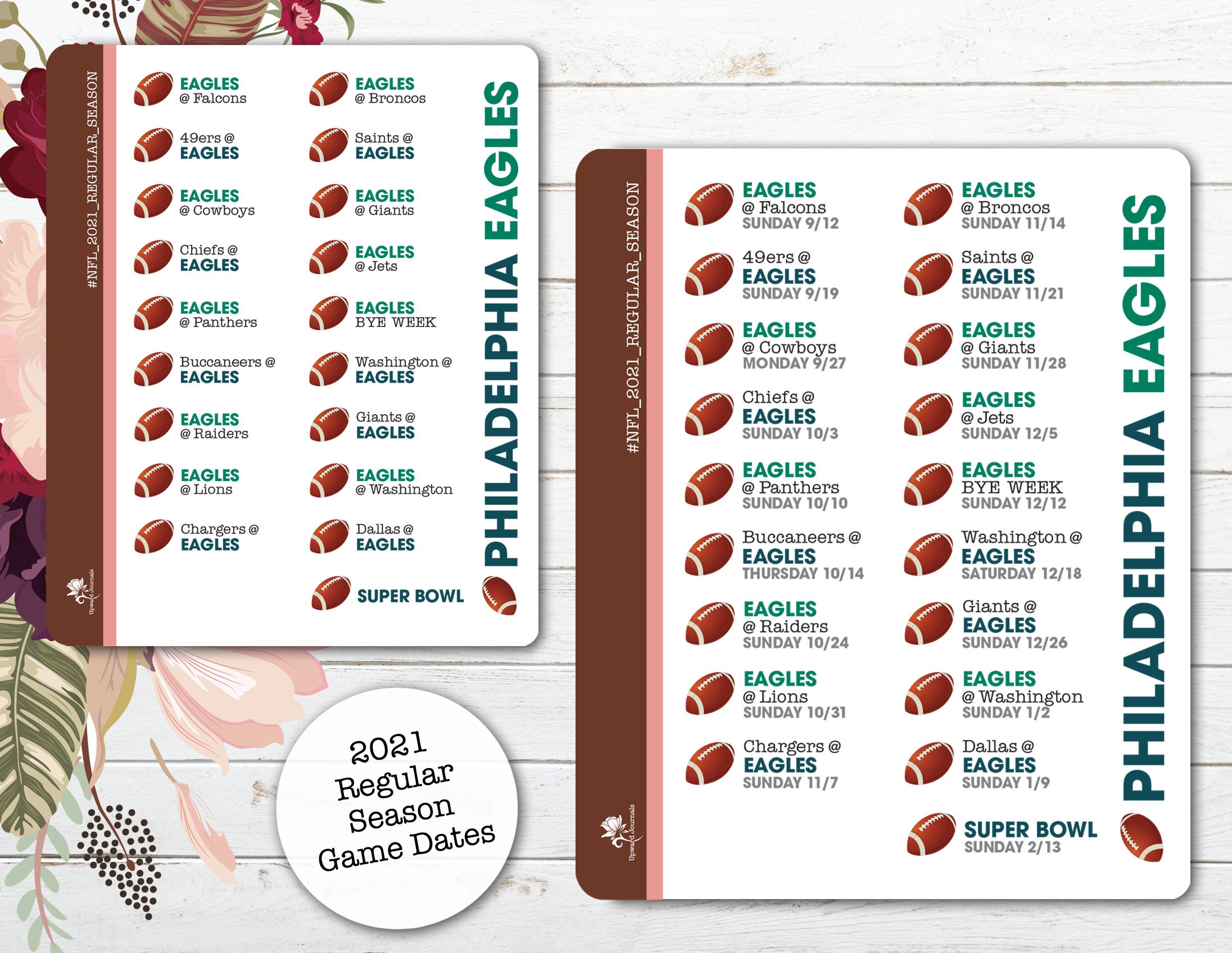 2021 Eagles NFL Football Schedule Philadelphia Eagles  Etsy