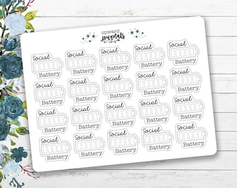 Social Battery Gauge Level Planner Stickers: Wellness Tracker, Self Care, Introvert, Recharge, Energy Level