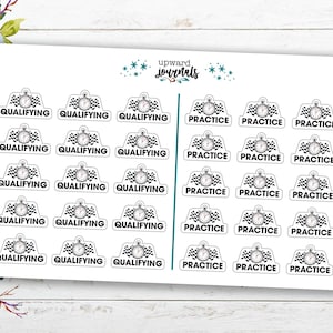 Practice & Qualifying Planner Stickers: Auto Racing Theme
