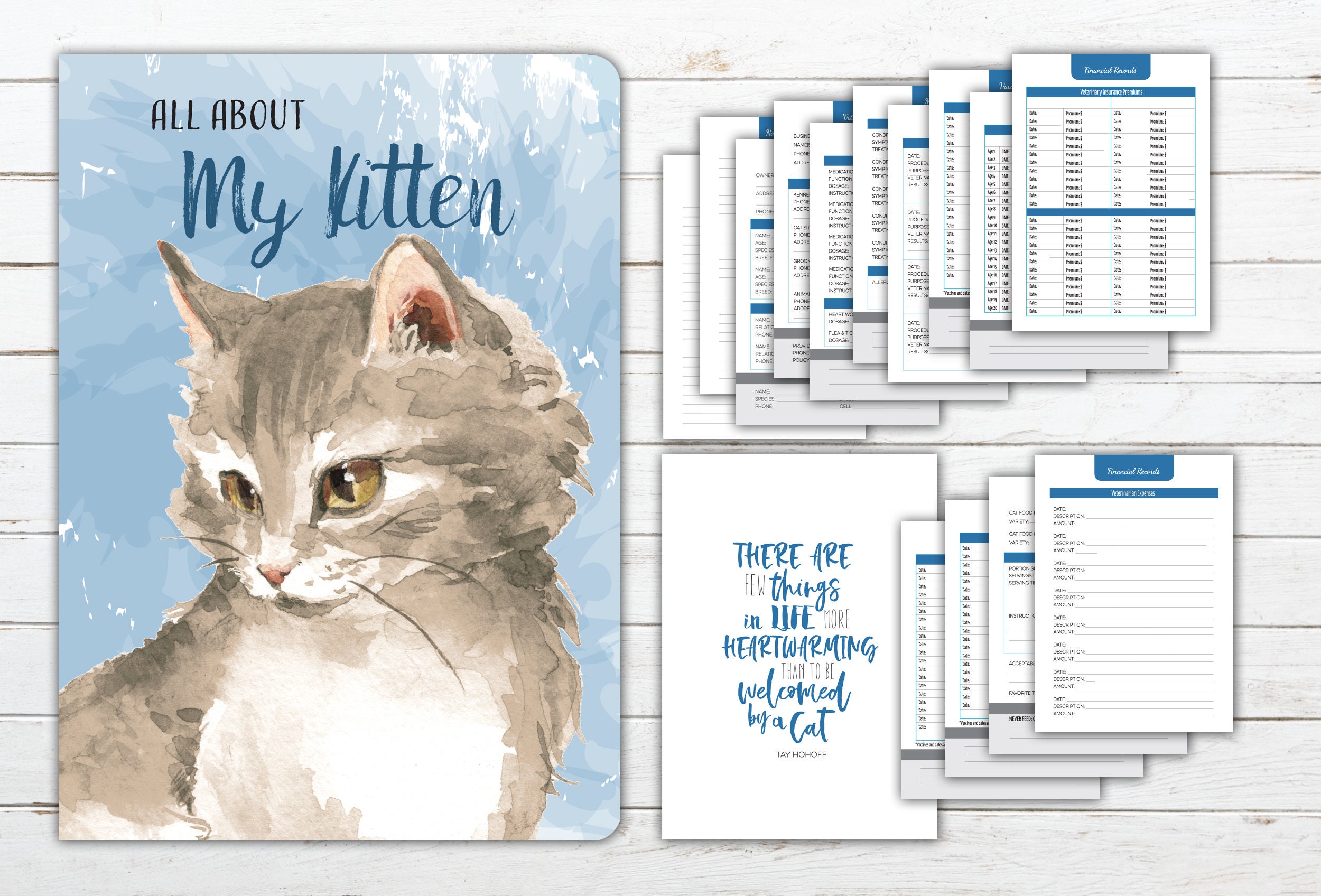 New Kitten Pet Health Records Keeper / New Cat Information Etsy Polska