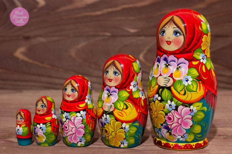 Nesting doll Gift idea for niece Matryoshka in red floral Etsy