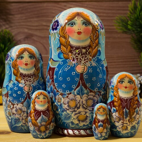 Russian Nesting Doll Matryoshka With Wood Burning Wooden Etsy