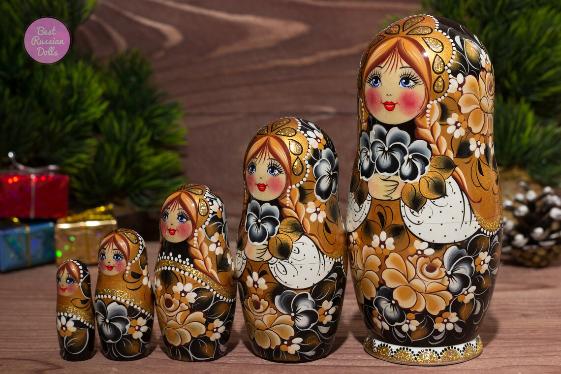 Handpainted babushka doll Gift idea for wife Russian Etsy