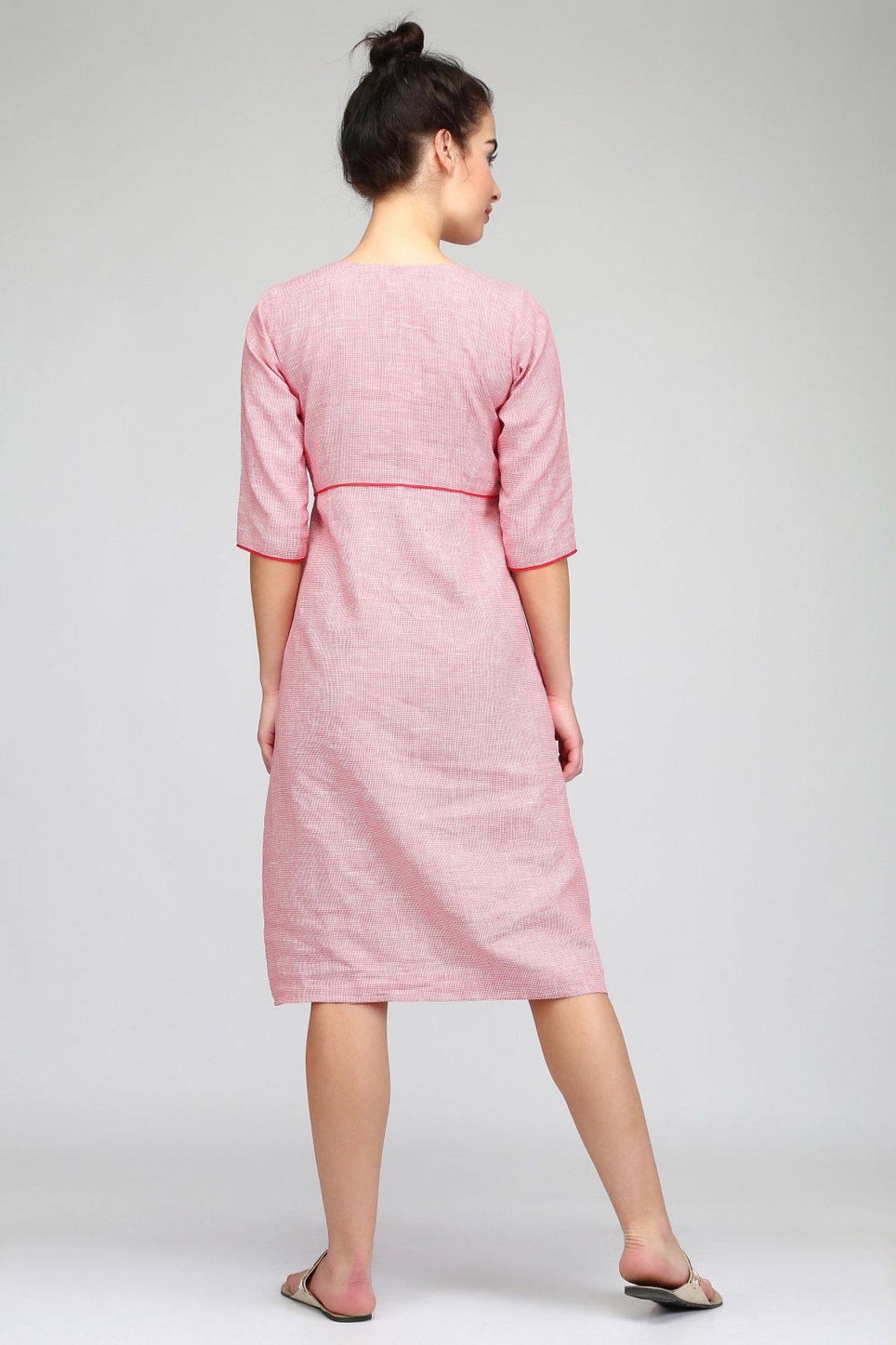 Subtle Linen Dress Long Linen Dress Shift Linen Dress Pink Etsy