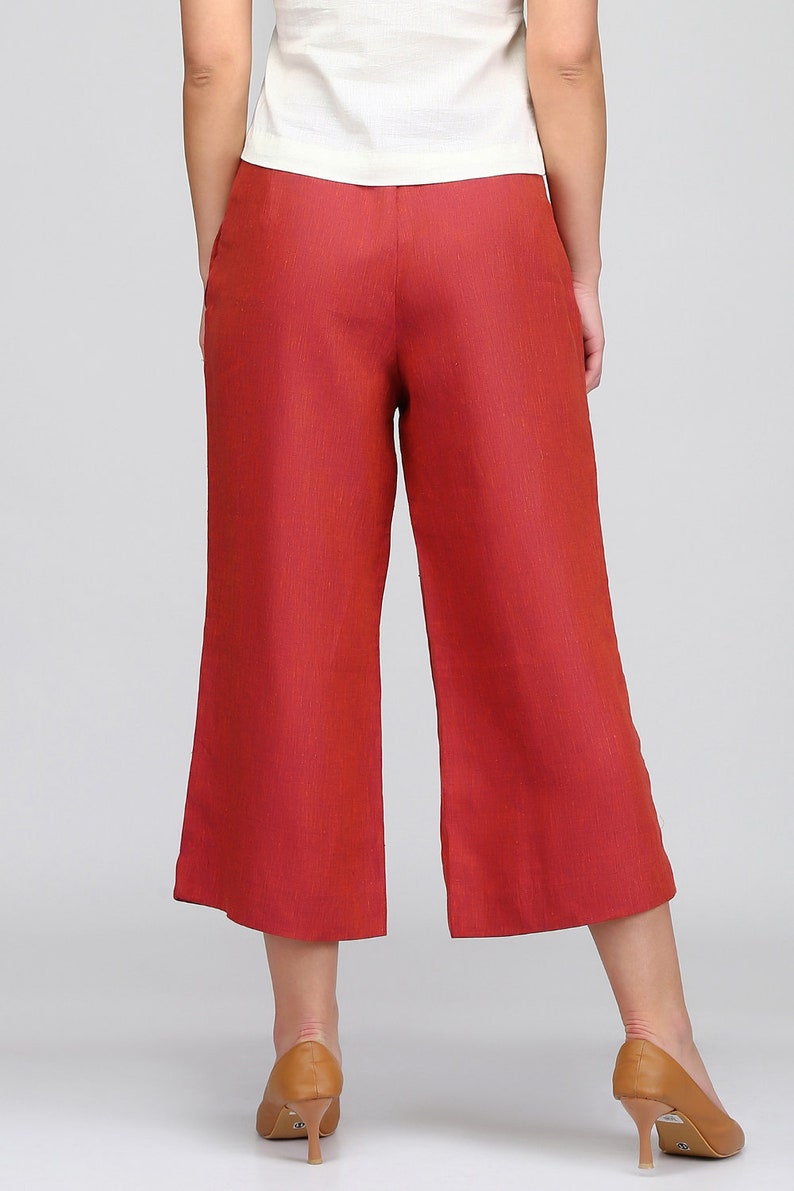 Stylish Linen Culotte Linen Pants Linen Trouser Red Pant Etsy Australia