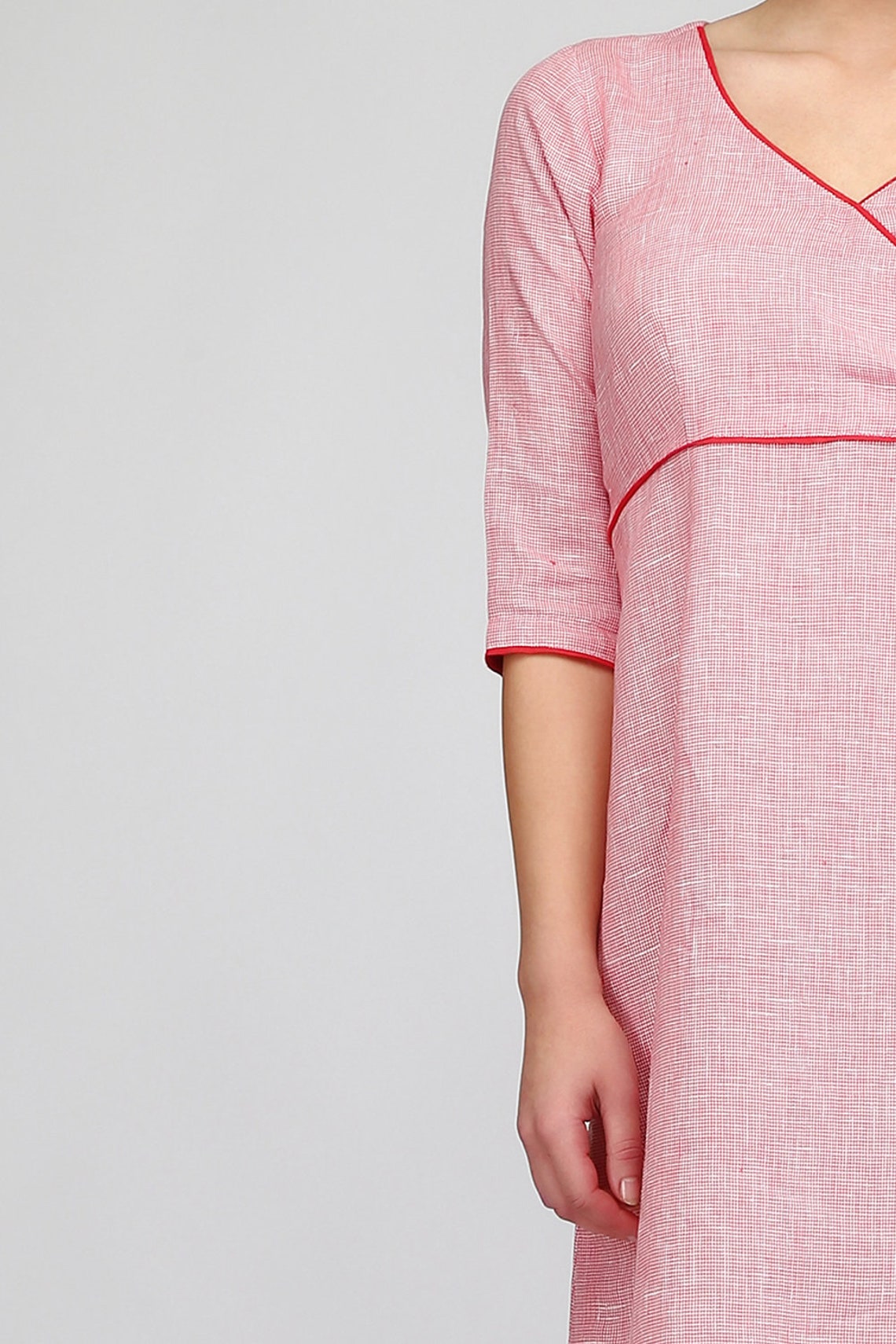 Subtle Linen Dress Long Linen Dress Shift Linen Dress Pink Etsy
