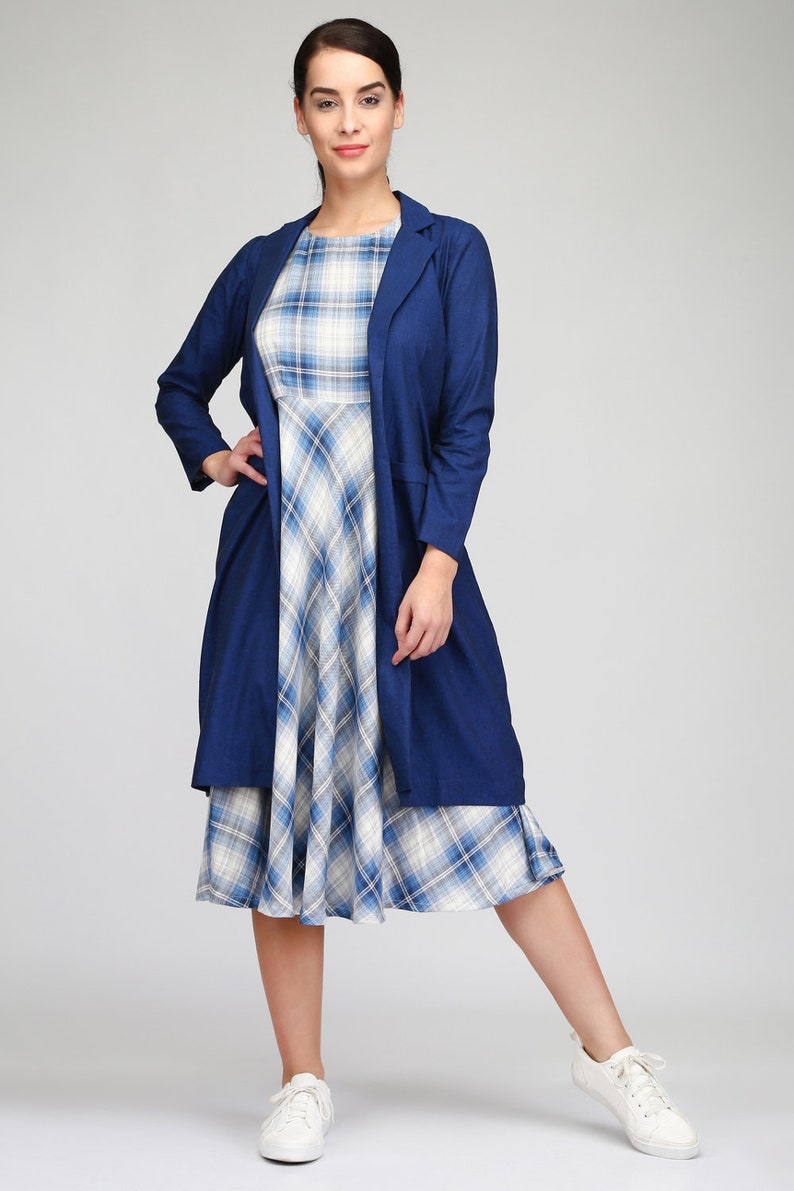 loose dress full sleeve summer dress linen dress custom dress dress Trendy full sleeve overlay linen jacket long dress