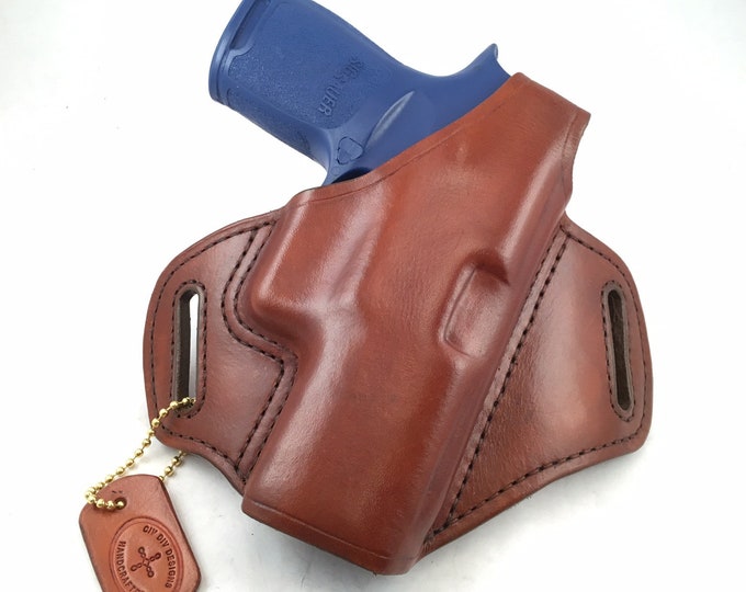 SIG p320 Carry/Compact/X-Carry/X-Compact with retention strap - Handcrafted Leather Pistol Holster