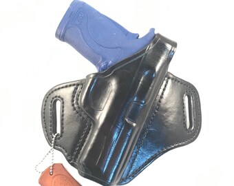 S & W MP Shield EZ .380/9mm with retention strap - Handcrafted Leather Pistol Holster