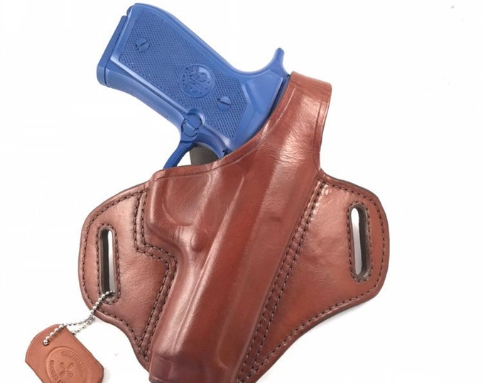 Beretta 92FS Compact with Retention Strap - Handcrafted Leather Pistol Holster