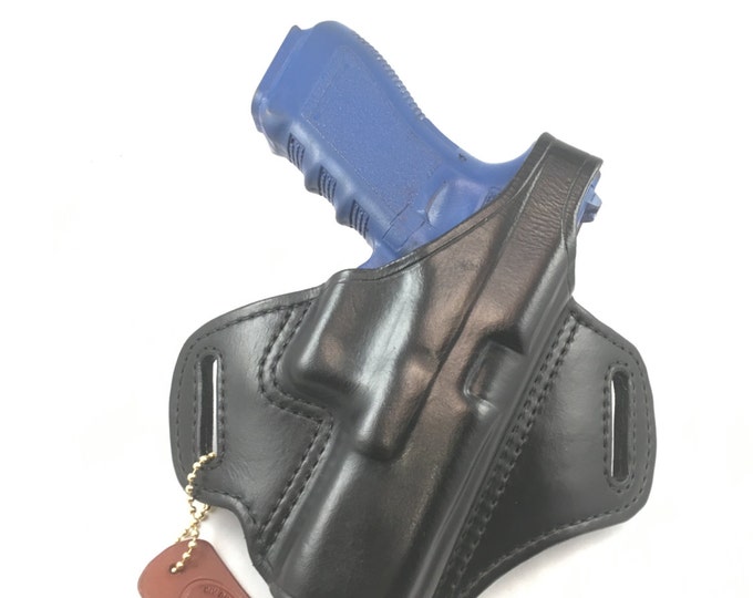 Glock 17 / 22 with retention strap - Handcrafted Leather Pistol Holster