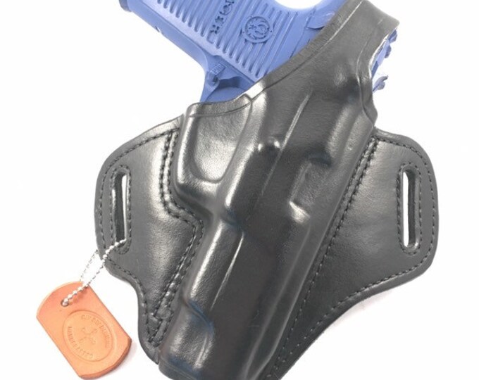 Ruger P89 with retention strap - Handcrafted Leather Pistol Holster